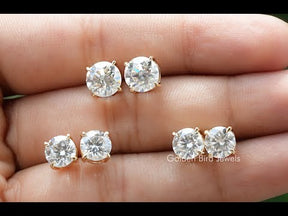 [YouTube Video Of Round Cut Moissanite Stud Earrings]-[Golden Bird Jewels]