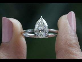 You Tube Video Of Old Mine Pear Cut Moissanite Solitaire Ring