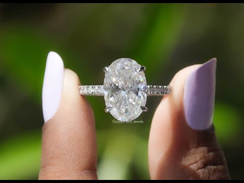 [YouTube Video Of Crushed Ice Oval Cut Moissanite Ring]-[Golden Bird Jewels]