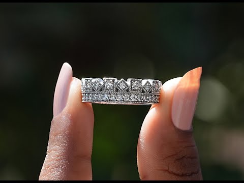 [YouTube Video Of Round Cut Lab Diamond Crown Style Wedding Band]-[Golden Bird Jewels]