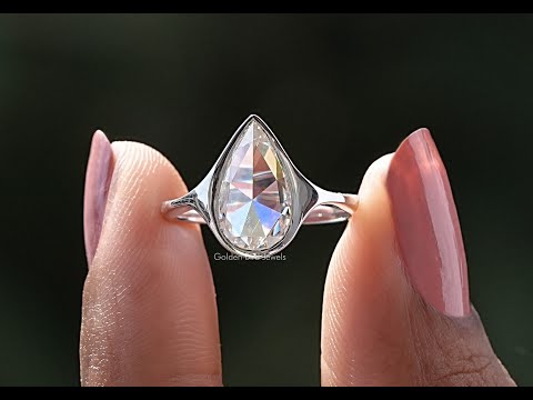 [YouTube Video Of Rose Cut Pear Moissanite Ring]-[Golden Bird Jewels]