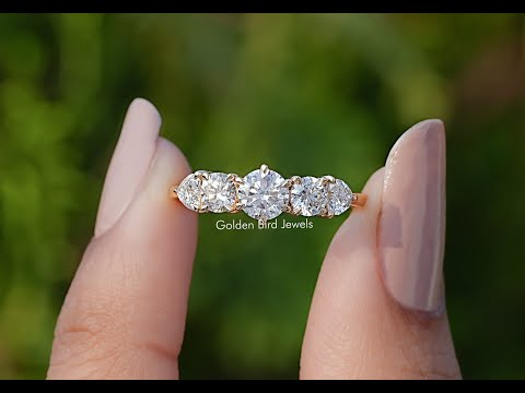 Five Stone Round And Heart Lab Diamond Ring