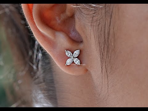 Youtube video of marquise diamond flower style stud earings 