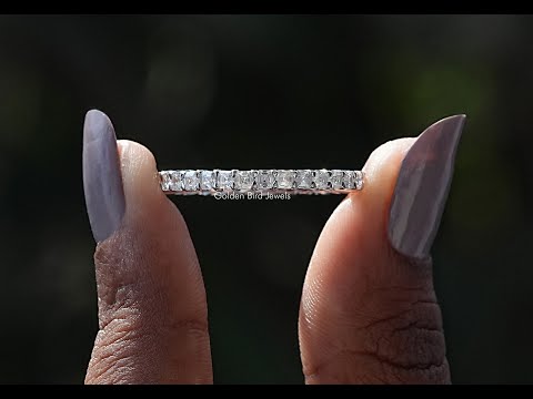 [YouTube Video Of Colorless Asscher Cut Moissanite Eternity Wedding Band]-[Golden Bird Jewels]