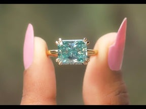 [YouTube Video Of Blue Radiant Cut Moissanite Engagement Ring]-[Golden Bird Jewels]