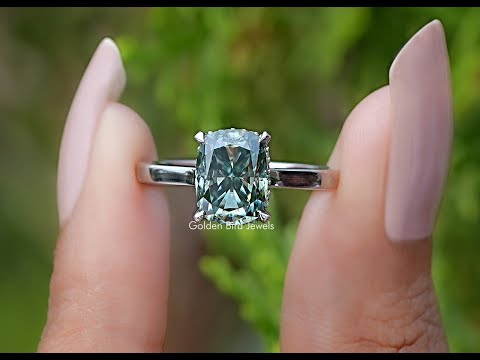 Elongated Cushion Moissanite Hidden Halo Ring