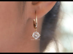 [YouTube Video Of Old Mine Cushion Cut Moissanite Solitaire Drop Earrings]-[Golden Bird Jewels]