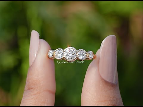 Pentagon And Round Cut Lab Diamond Five Stone Ring