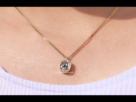 Old Mine Cushion Cut Bezel Set Moissanite Pendant