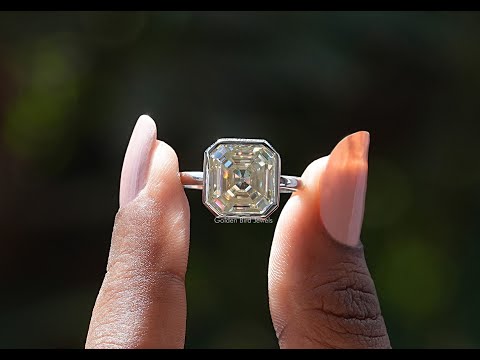 [YouTube Video Of Old Mine Asscher Cut Bezel Set Solitaire Ring]-[Golden Bird Jewels]