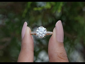 Round Cut Lab Diamond Accent Engagement Ring