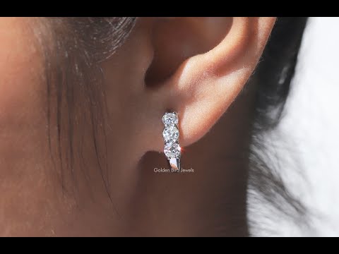 OEC Round Moissanite White Gold Hoop Earring