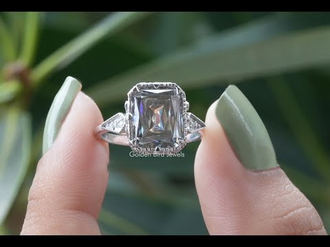 [YouTube Video Of Criss Cut Moissanite Accent Stone Ring]-[Golden Bird Jewels]