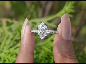 [YouTube Video Of Marquise Cut Accent Diamond Solitaire Ring]-[Golden Bird Jewels]