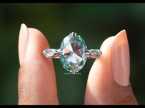 [YouTube Video Of Oval Cut Moissanite Accent Stone Bridal Ring]-[Golden Bird Jewels]