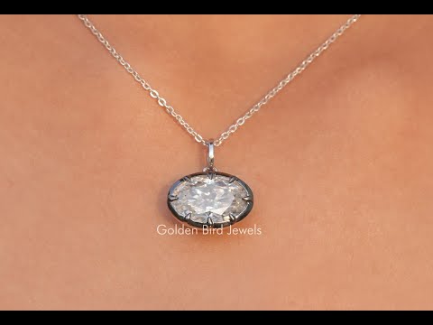 Moissanite East West Crushed Ice Oval Pendant