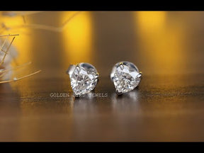 Heart Cut Moissanite Solitaire Push Back Earrings