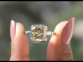 [YouTube Video Of Cushion Cut Moissanite Solitaire Ring]-[Golden Bird Jewels]