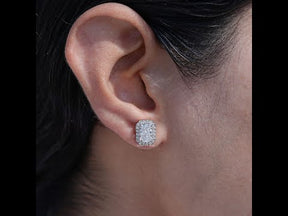 Radiant Cut Lab Diamond Halo Stud Earrings