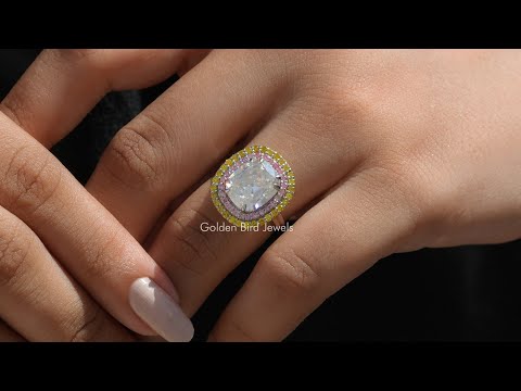 YouTube Video Of Old Mine Cushion Cut Double Halo Moissanite Engagement Ring