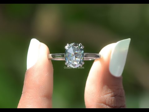 Rose Cut Oval Moissanite Solitaire Engagement Ring