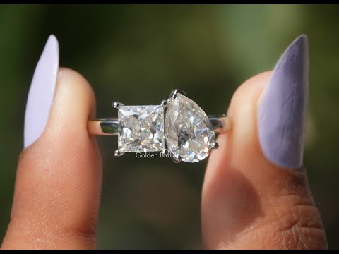 [YouTube Video Of Pear And Princess Cut Toi Et Moi Ring]-[Golden Bird Jewels]