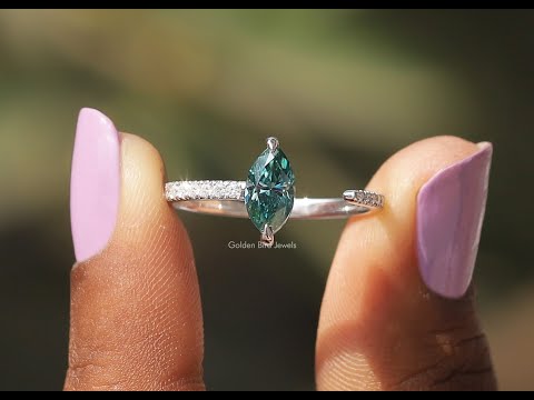 [YouTube Video Of Blue Green Marquise Cut Solitaire Accent Stone Ring]-[Golden Bird Jewels]