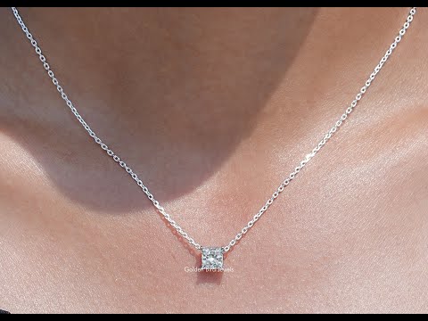 [YouTube VideoOf Princess Cut Lab Diamond Pendant]-[Golden Bird Jewels]