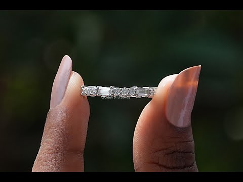 [Baguette And Round Cut Moissanite Eternity Band]-[Golden Bird Jewels]