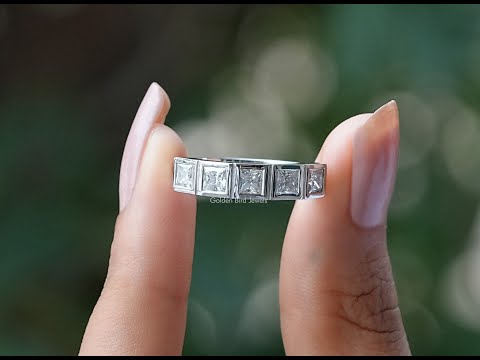 [YouTube Video Of Five Stone Princess Cut Wedding Band]-[Golden Bird Jewels]