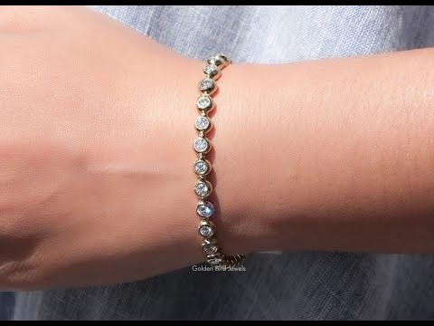 Round Cut Moissanite Bezel Setting Bracelet