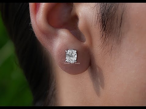 [YouTube Video Of Old Mine Cushion Cut Stud Earrings]-[Golden Bird Jewels]