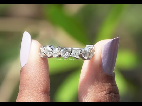 Mehrförmiger Pear-Princess-Moissanit-Eternity-Ring in Birnenform