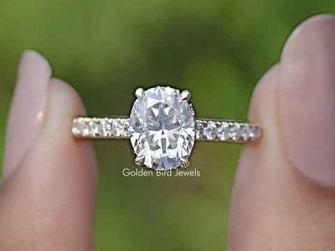 Oval Moissanite Bridge Accent Engagement Ring