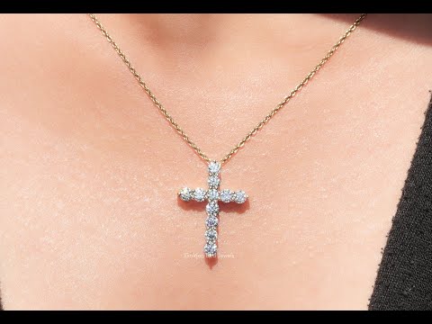 Round Cut Moissanite Cross Pendant