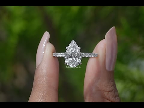 [YouTube Video Of Pear Shaped Accent Diamond Solitaire Ring]-[Golden Bird Jewels]