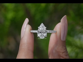 [YouTube Video Of Pear Shaped Accent Diamond Solitaire Ring]-[Golden Bird Jewels]