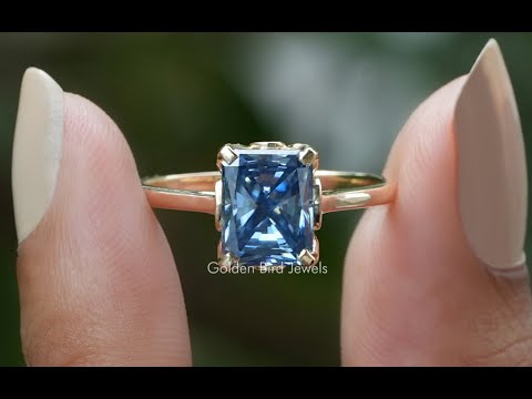 [YouTube Video Of Radiant Moissanite Solitaire Engagement Ring]-[Golden Bird Jewels]