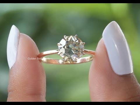 [YouTube Video Of Old European Round Cut Moissanite Engagement Ring]-[Golden Bird Jewels]