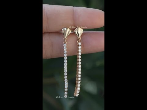 [You Tube Vedieo Of Round Cut Moissanite Drop Earrings]-[Golden Bird Jewels]