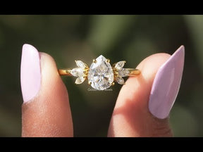 [YouTube Video Of Pear Shaped  Moissanite Engagement Ring]-[Golden Bird Jewels]