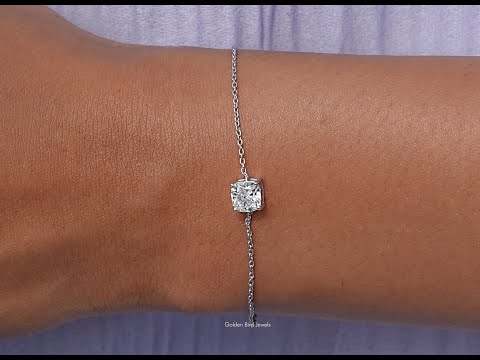 [YouTube Video Of Cushion Cut Lab Diamond Solitaire Bracelet]-[Golden Bird Jewels]