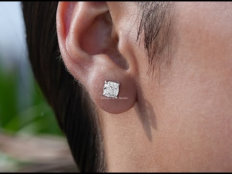 [YouTub Video Of Old Mine Cushion Cut Diamond Stud Earrings]-[Golden Bird Jewels] 