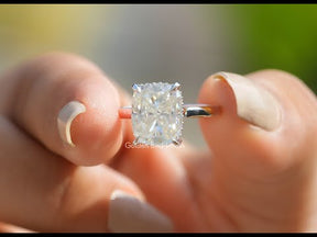 Elongated Cushion Lab Diamond Hidden Halo Ring