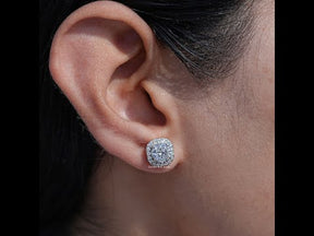 Round Cut Halo Lab Diamond Stud Earrings