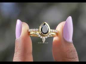 YouTube Video Of Black Pear Shaped Bridal Ring Set