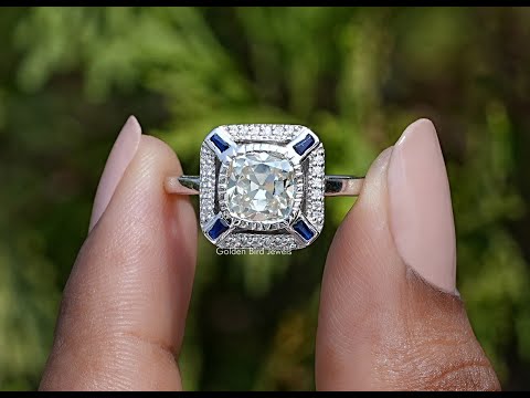 YouTube Video Of Old Mine Cushion Cut Moissanite Halo Ring