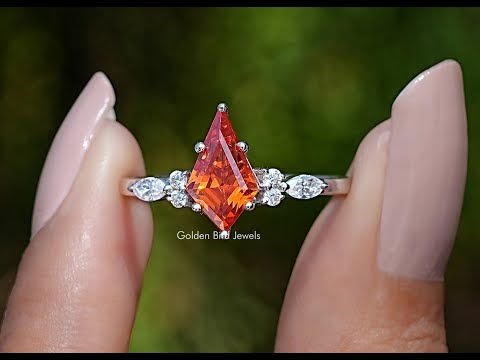 Sunstone Orange Kite Gemstone Accent Set Ring