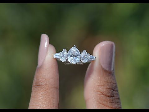 Five Stone Lab Grown Pear Cut Diamond Ring