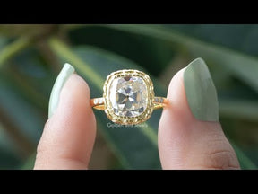 [YouTube Video Of Old Mine Cushion Cut Bezel Set Ring]-[Golden Bird Jewels]